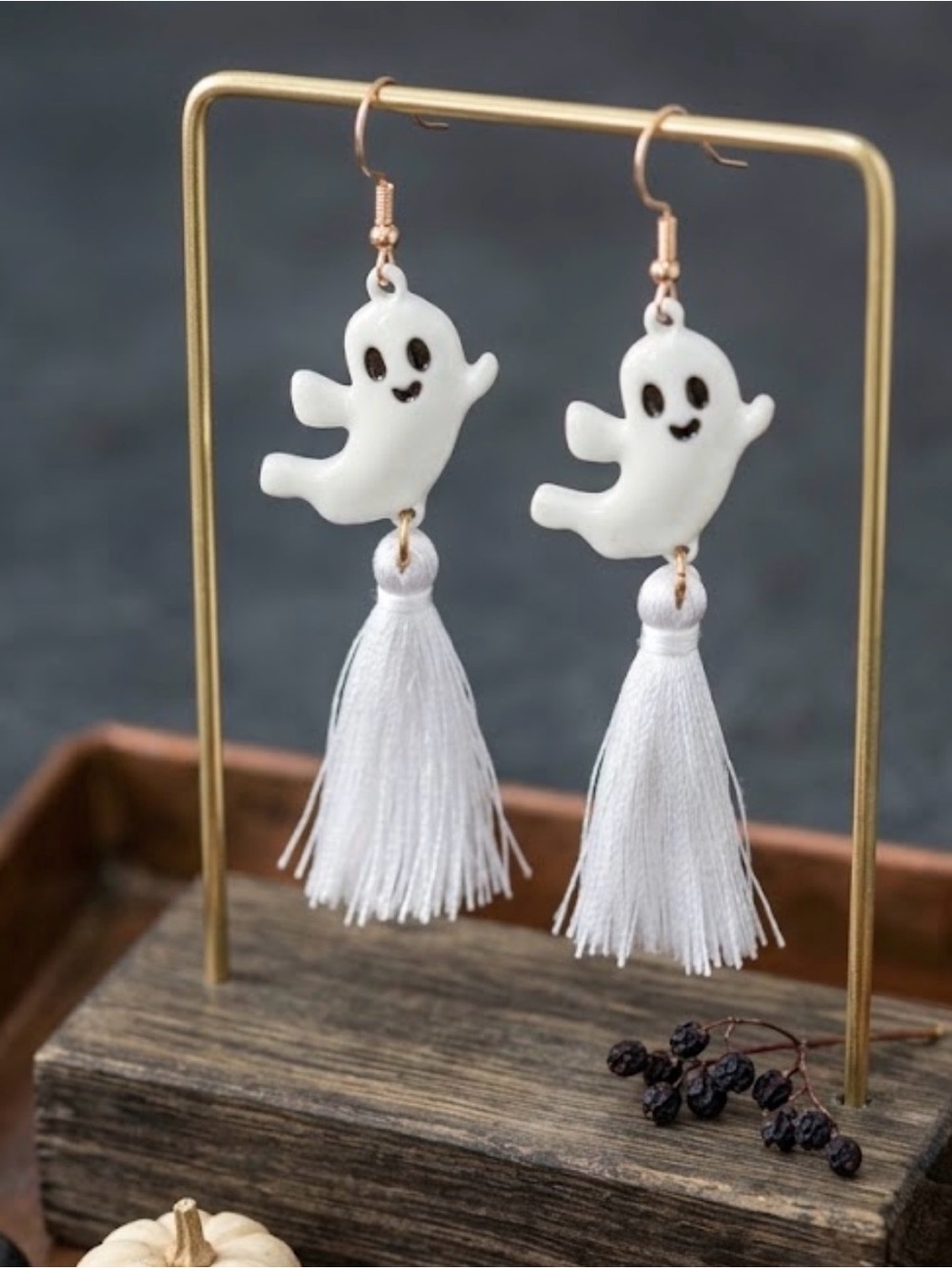 White Black Ghost Tassel Drop Earrings Halloween
